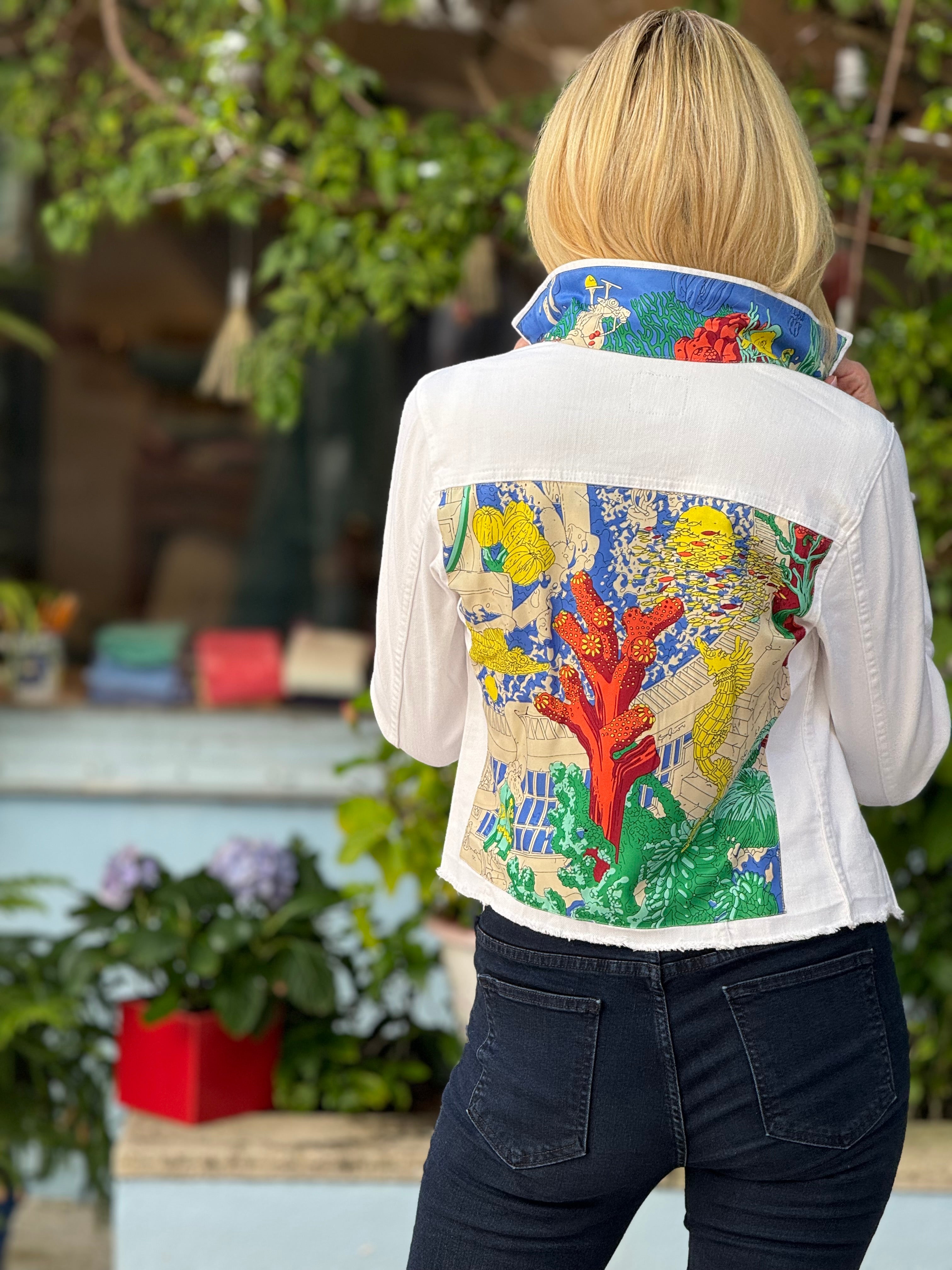 The White Denim Jacket Coral Reef