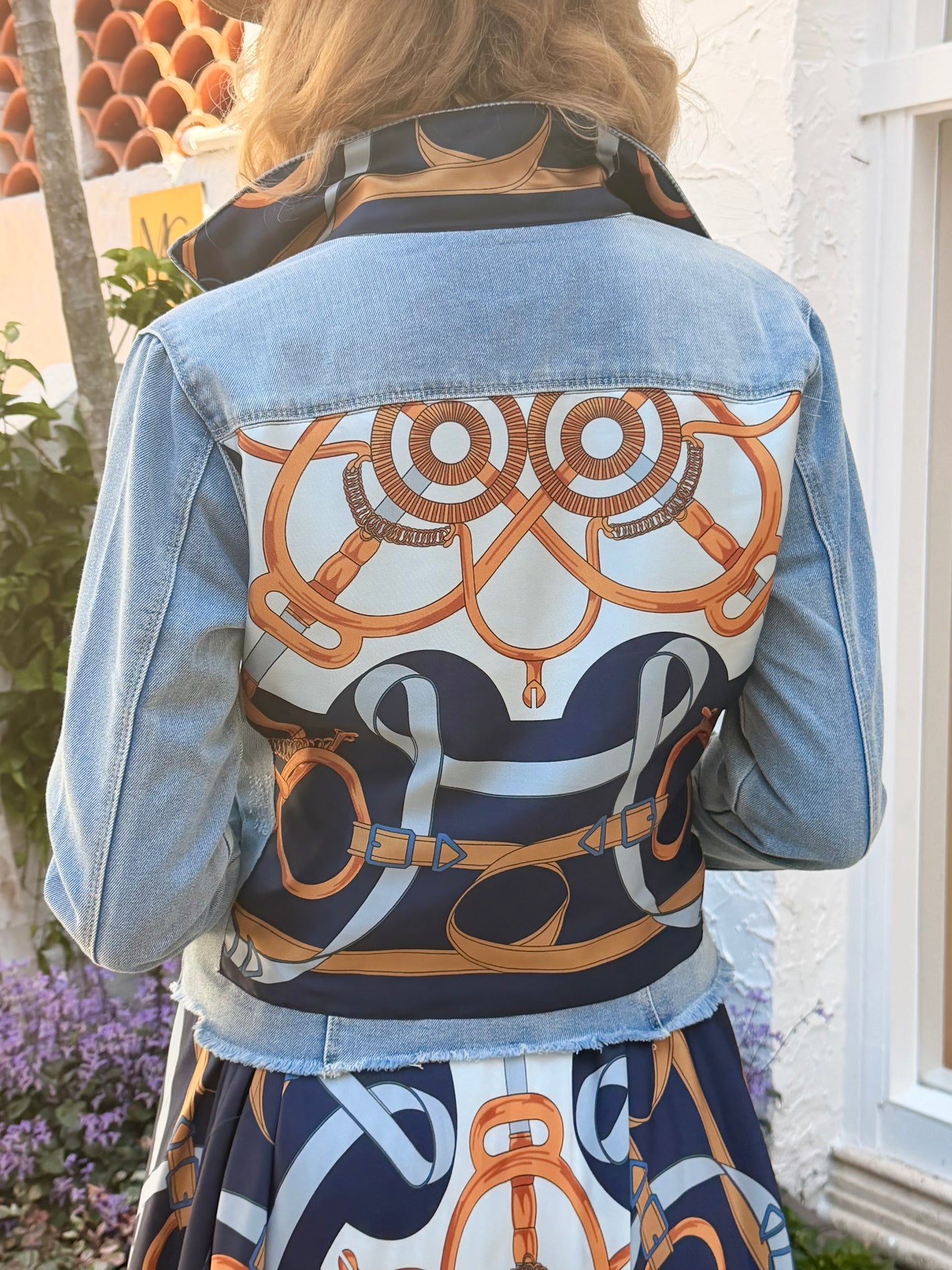 The Light Denim Jacket / Blue Motif with Straps