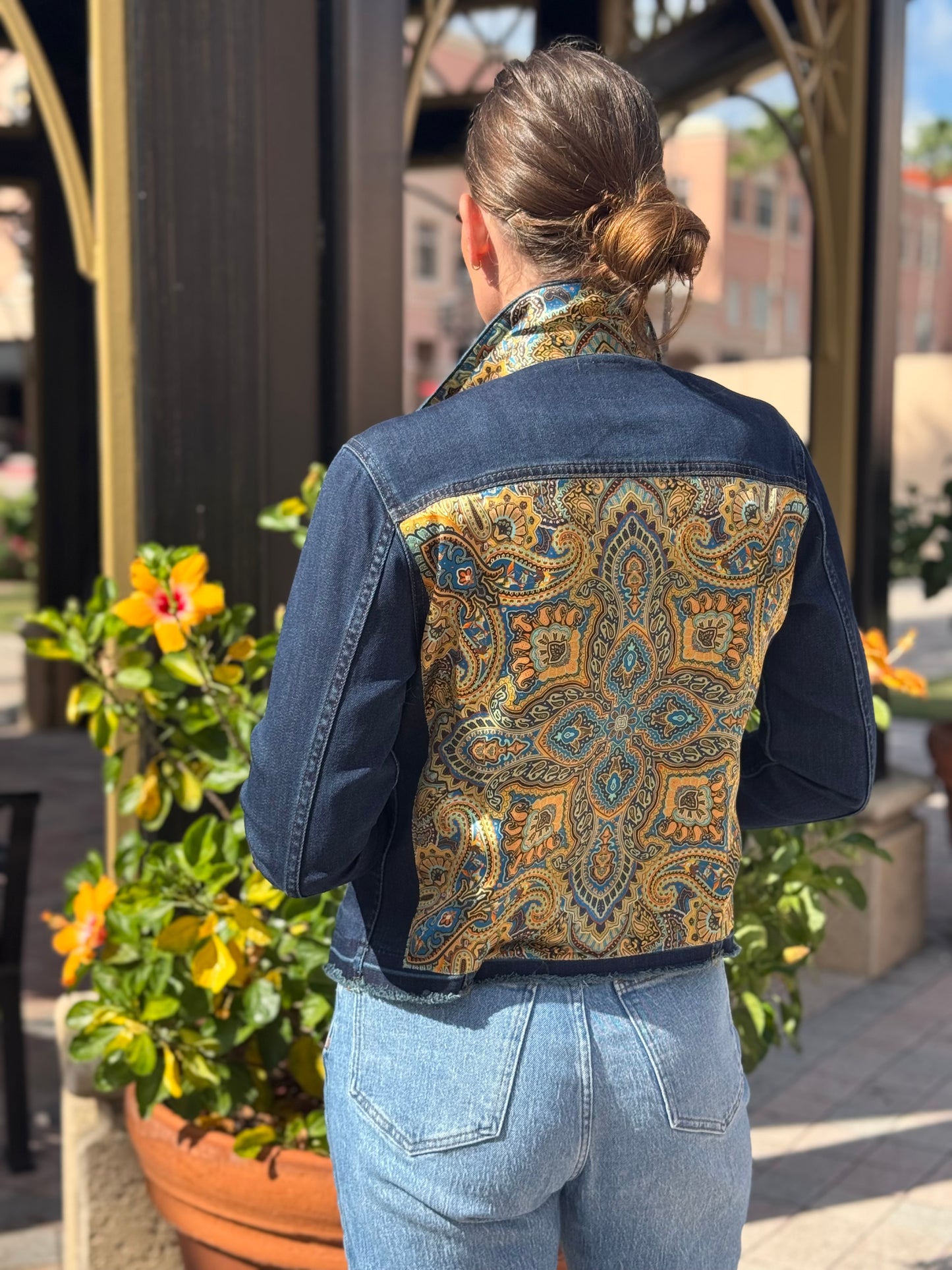 The Dark Denim Jacket / Old World Paisley