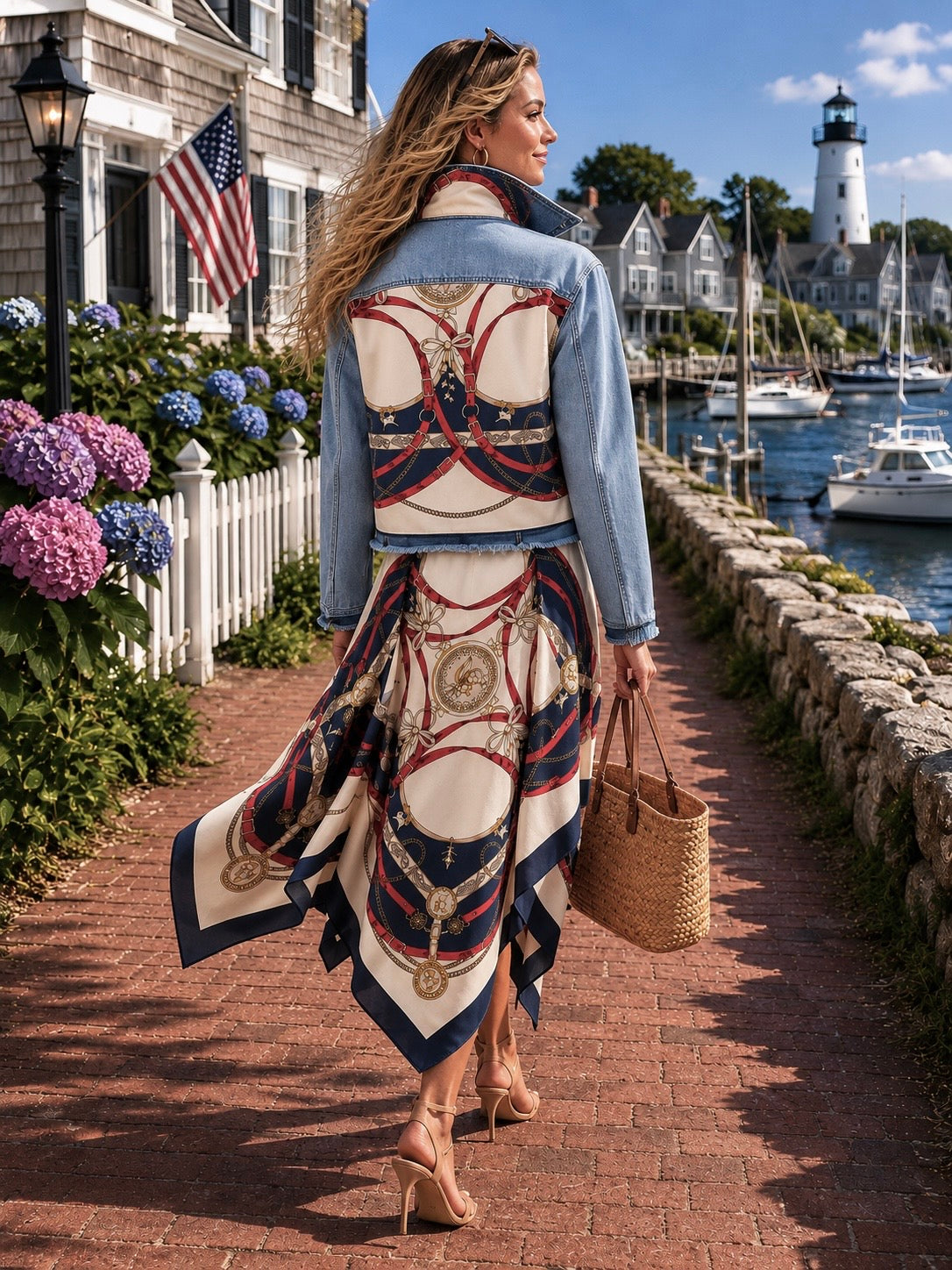 Silk Dress / Navy & Red Bridle