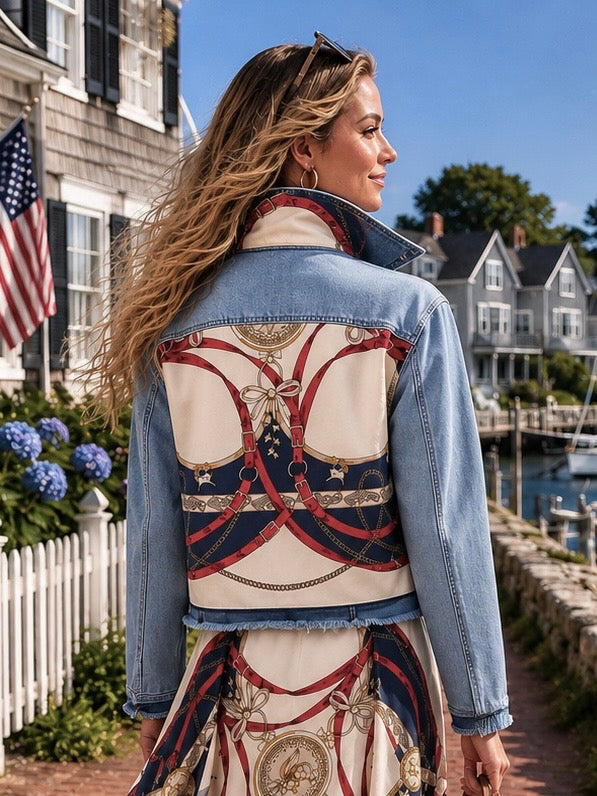 The Light Denim Jacket / Navy & Red Bridle