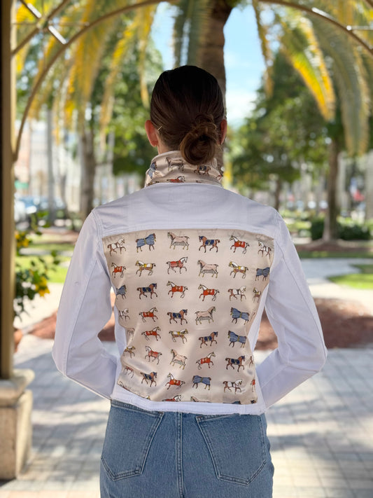 The White Denim Jacket / Equine Elegance  / Pearl White