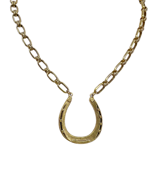 Vintage Reproduction Gold Plated Horseshoe Necklace