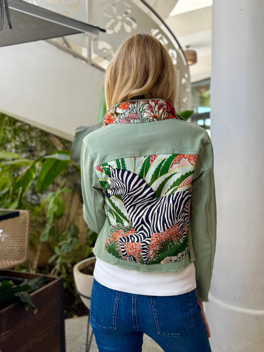 The Tea Leaf Green Denim Jacket / Fall for a Zebra