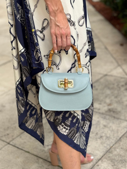 Purse / Como Crossbody Italian Leather / Light Blue - Stacy Bradley Design