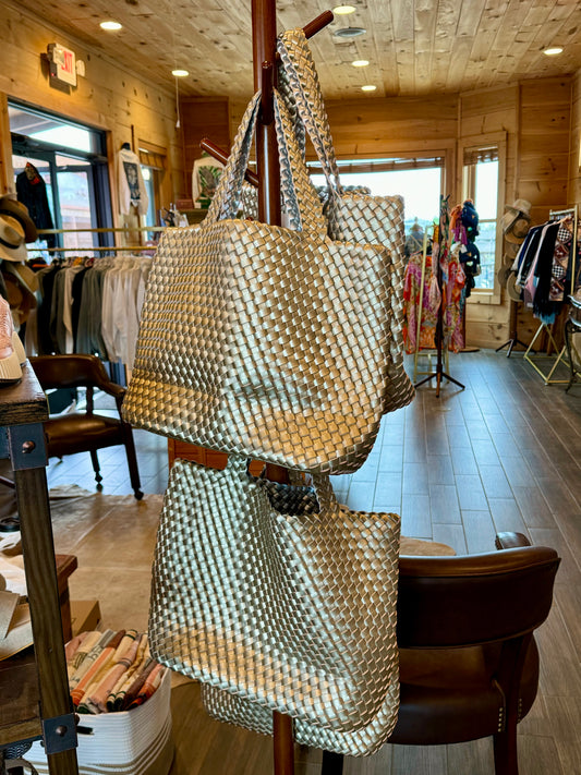 Tote / Newport Woven Reversible Gold/Silver