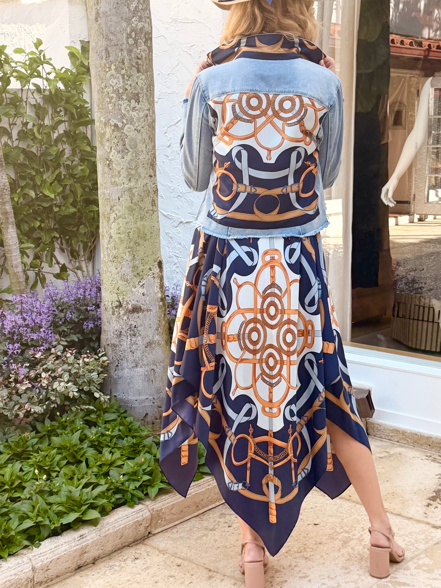 The Light Denim Jacket / Blue Motif with Straps