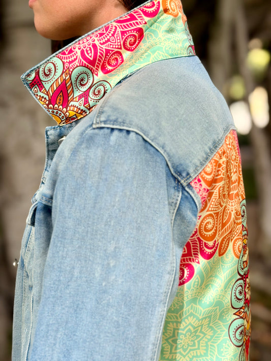 The Light Denim Jacket / Mandala Burst - Stacy Bradley Design