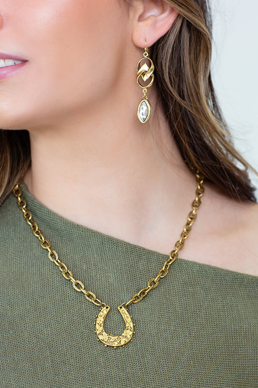 Vintage Reproduction Gold Plated 18" Chain with Horseshoe Pendant