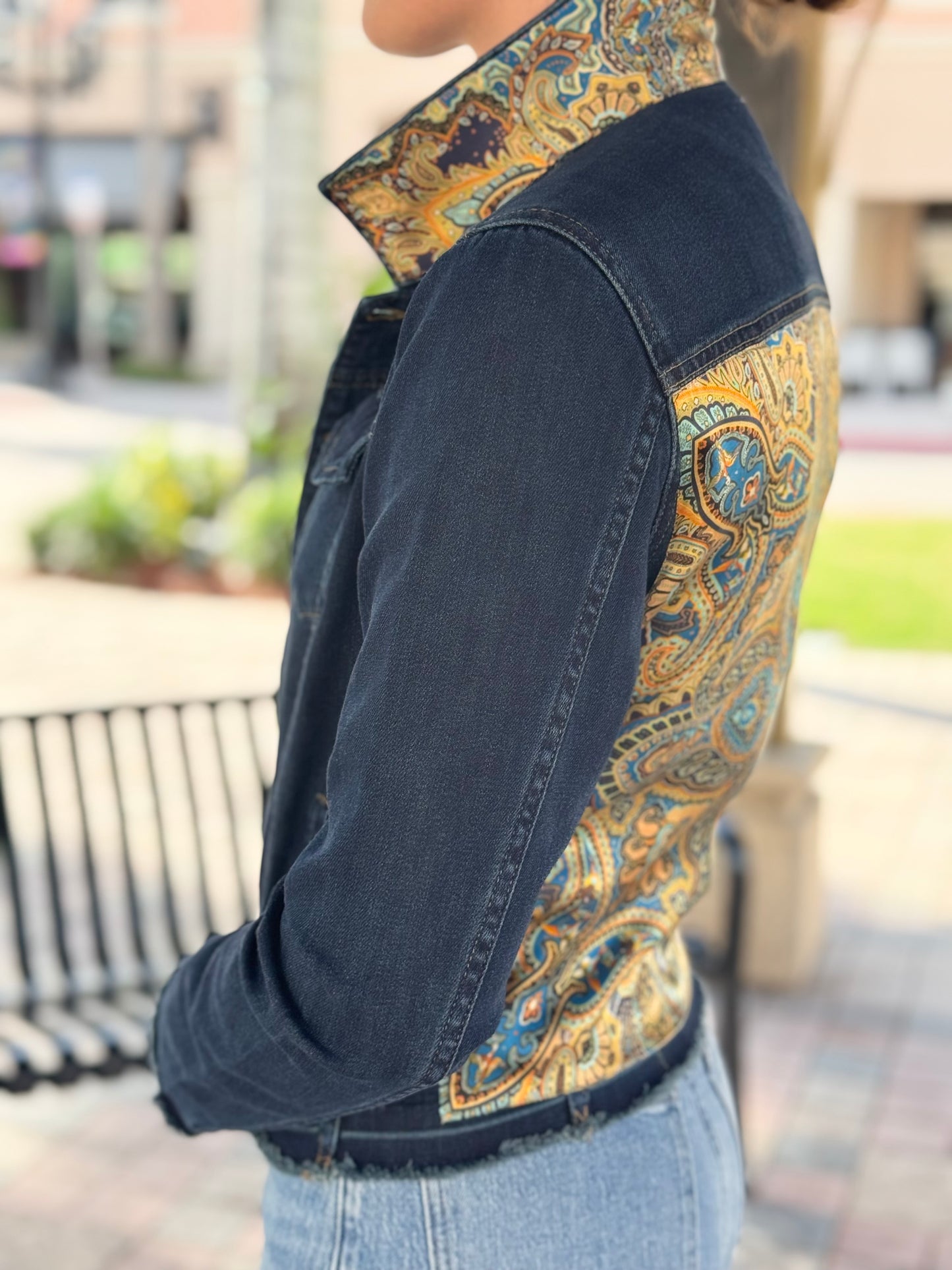 The Dark Denim Jacket / Old World Paisley