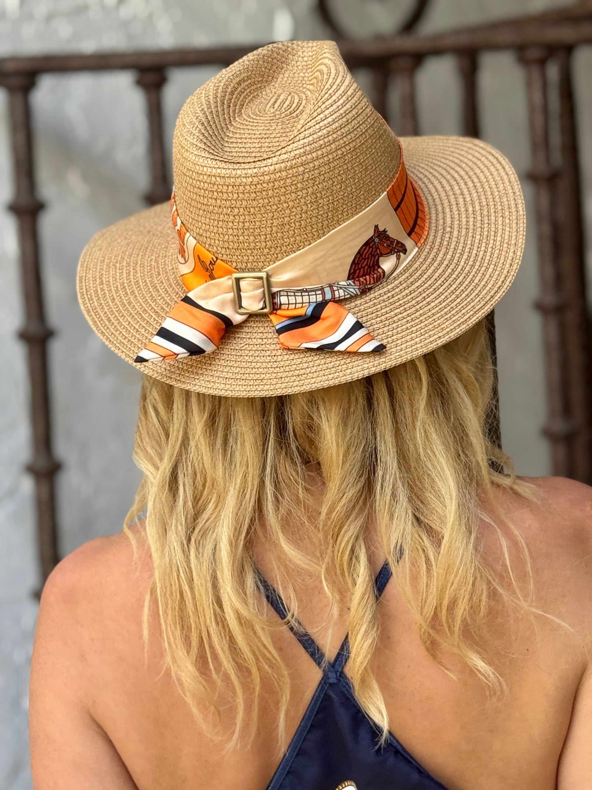 Hat / Light Blue Orange Horse - Stacy Bradley Design