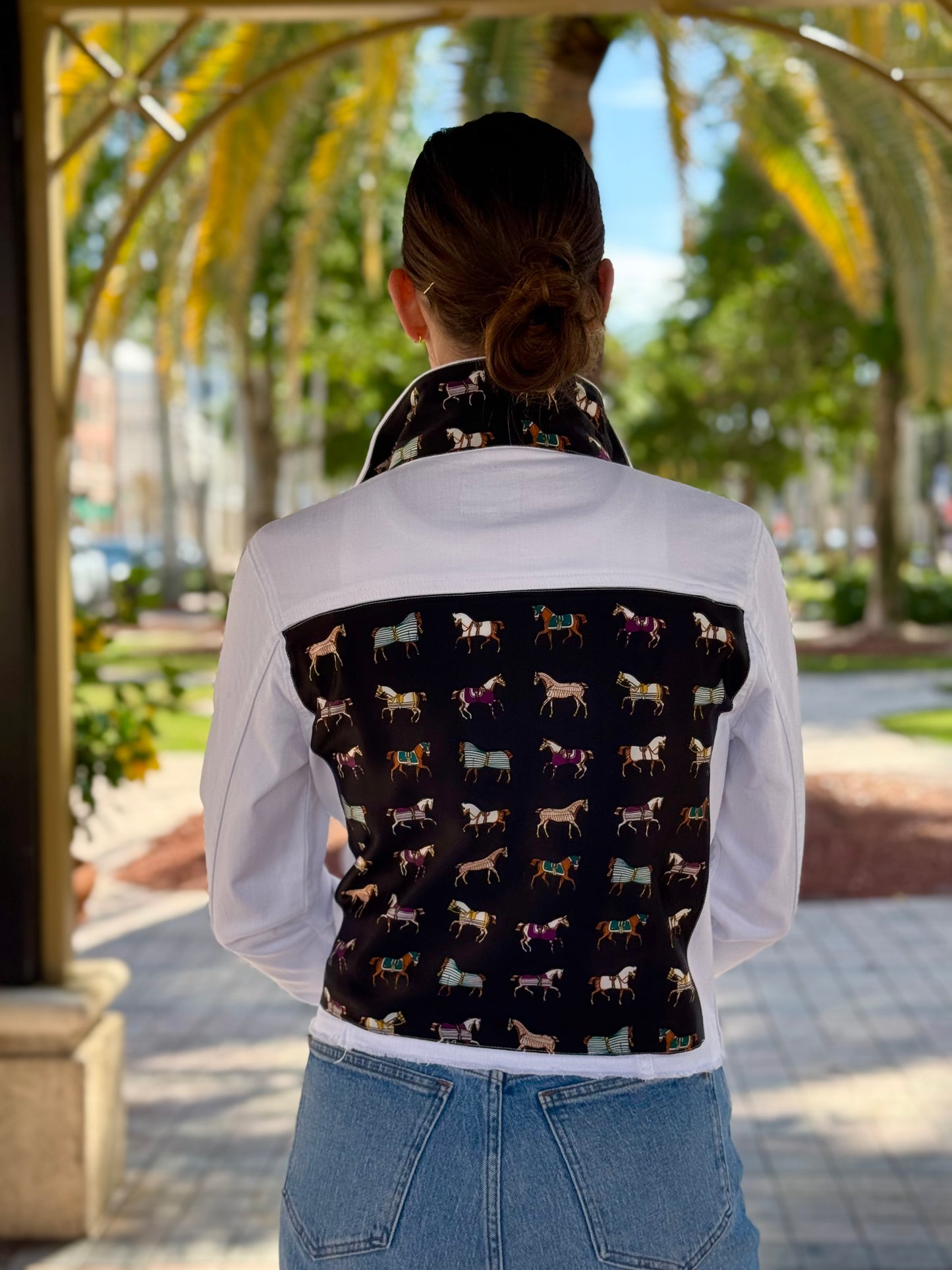 The White Denim Jacket / Equine Elegance / Jet Black