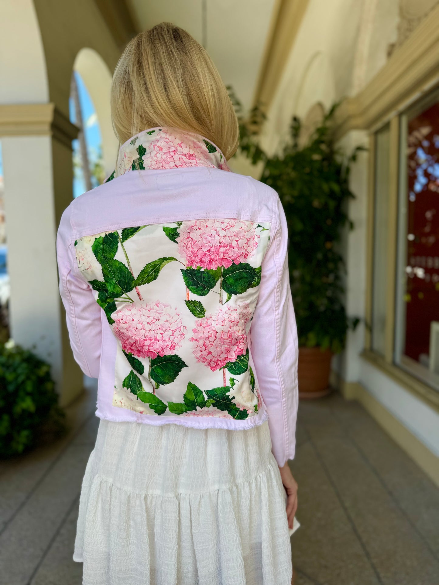 The Pink Denim Jacket / Pink Hydrangeas