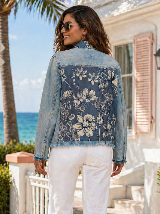 The Light Denim Jacket / Chambray Floral - Stacy Bradley Design