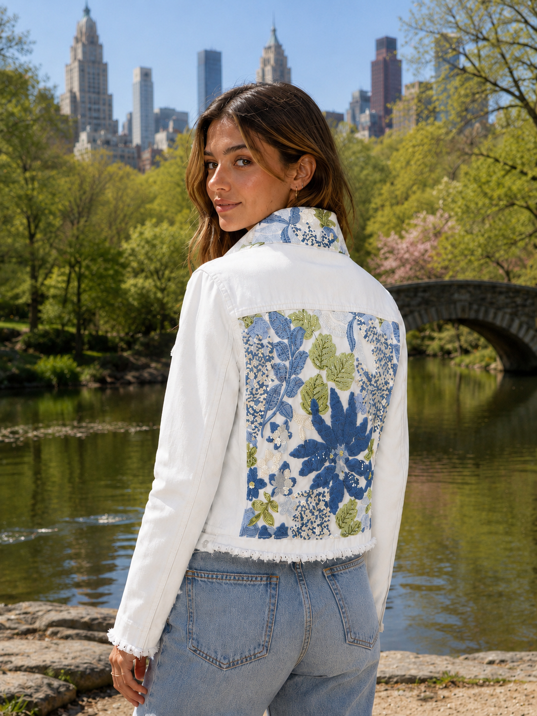 The White Denim Jacket / Denim Sequins - Stacy Bradley Design