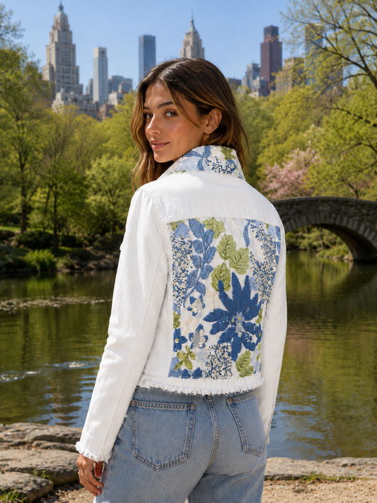 The White Denim Jacket / Denim Sequins - Stacy Bradley Design