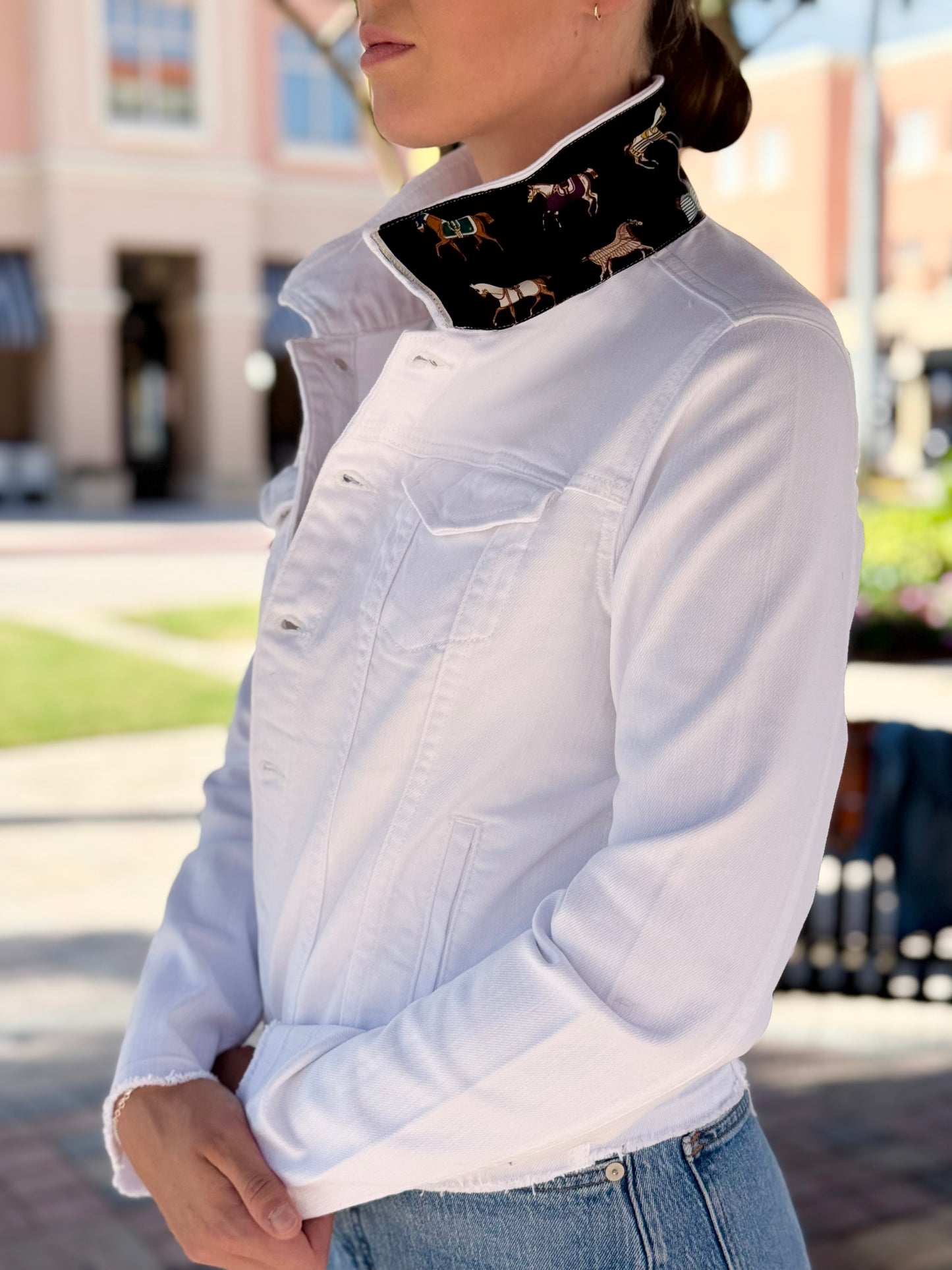 The White Denim Jacket / Equine Elegance / Jet Black