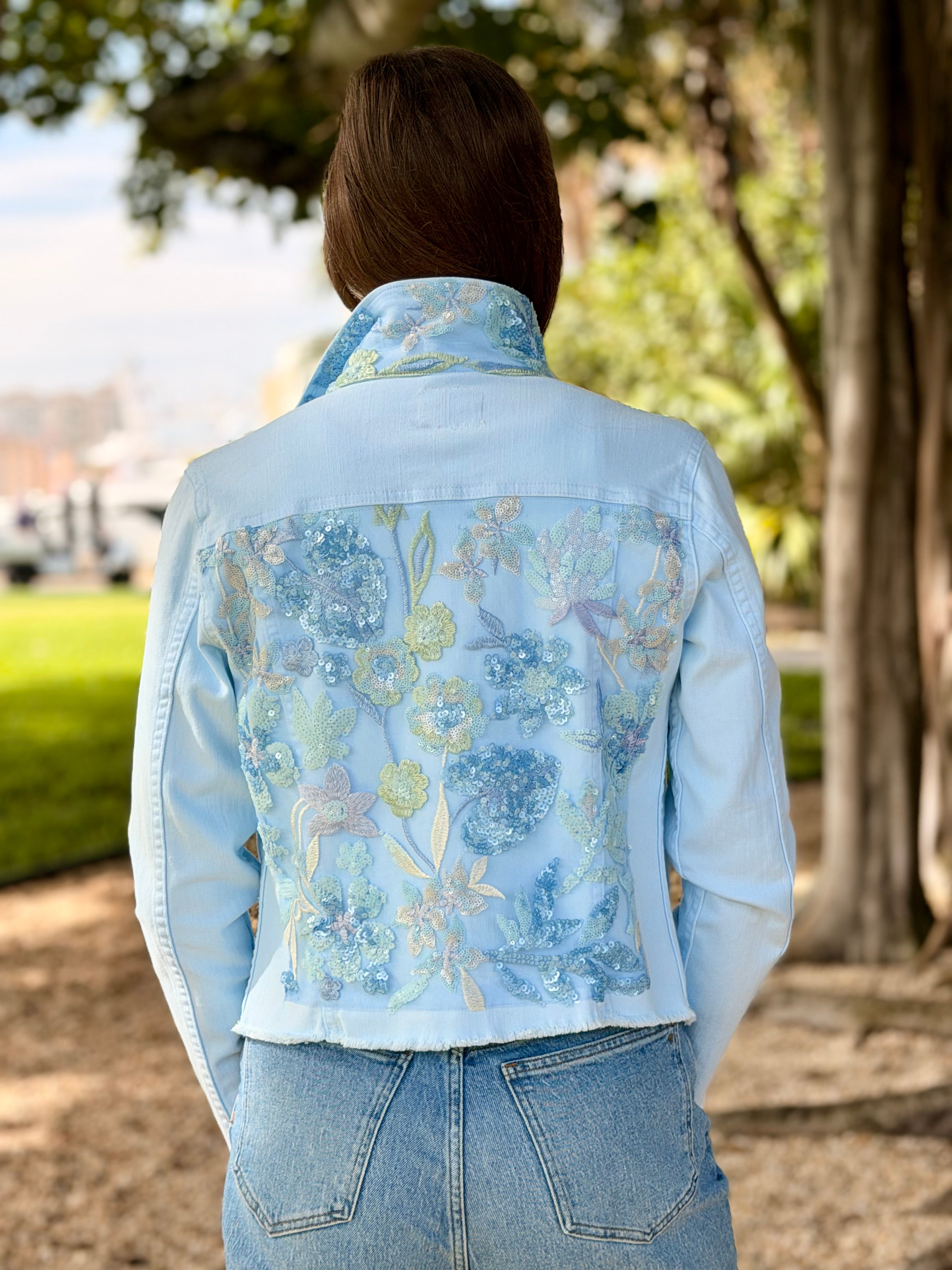 The Nantucket Blue Denim Jacket / Blue Sequins