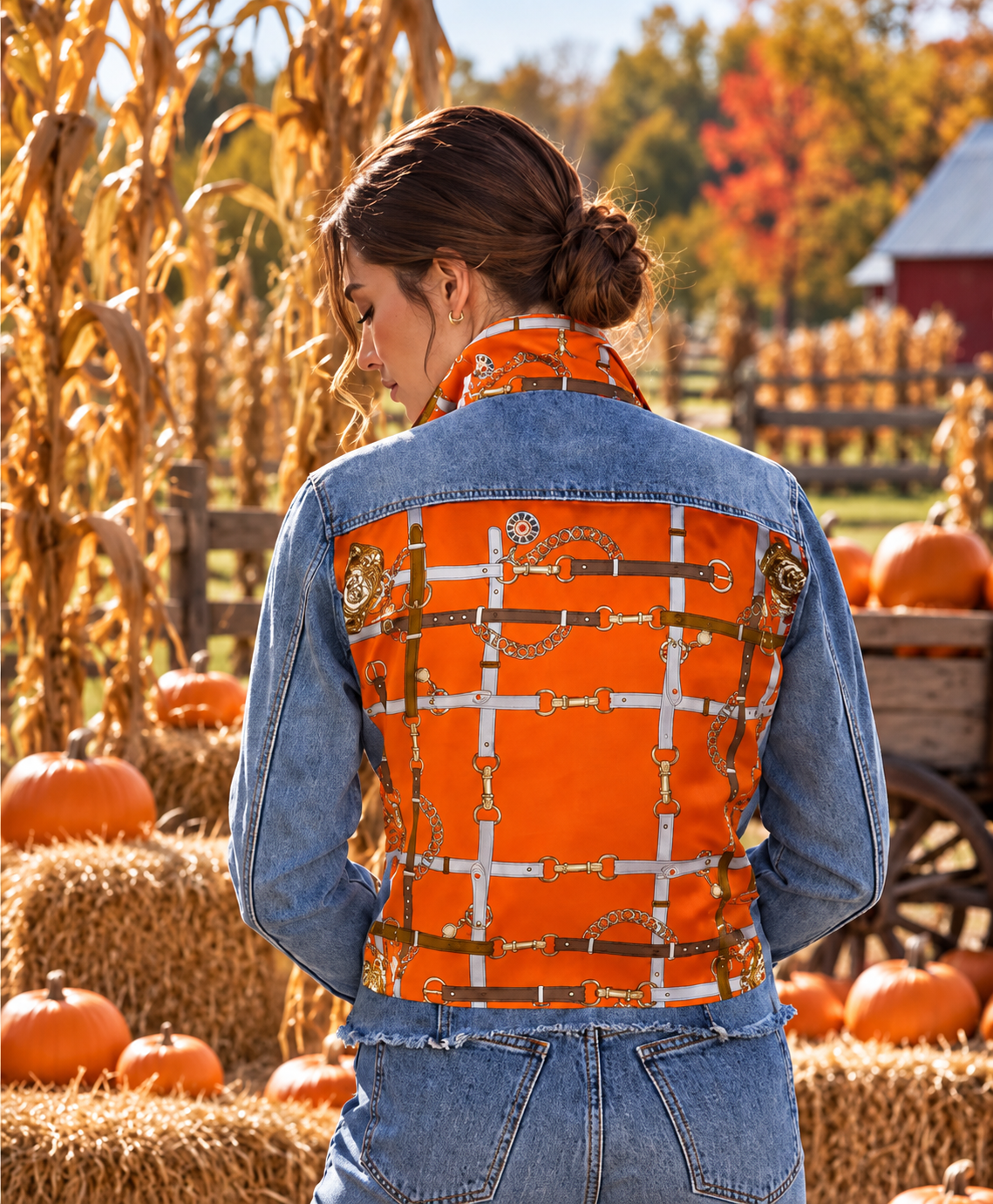 The Light Denim Jacket / Orange Straps - Stacy Bradley Design