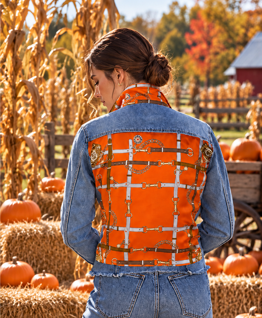 The Light Denim Jacket / Orange Straps - Stacy Bradley Design