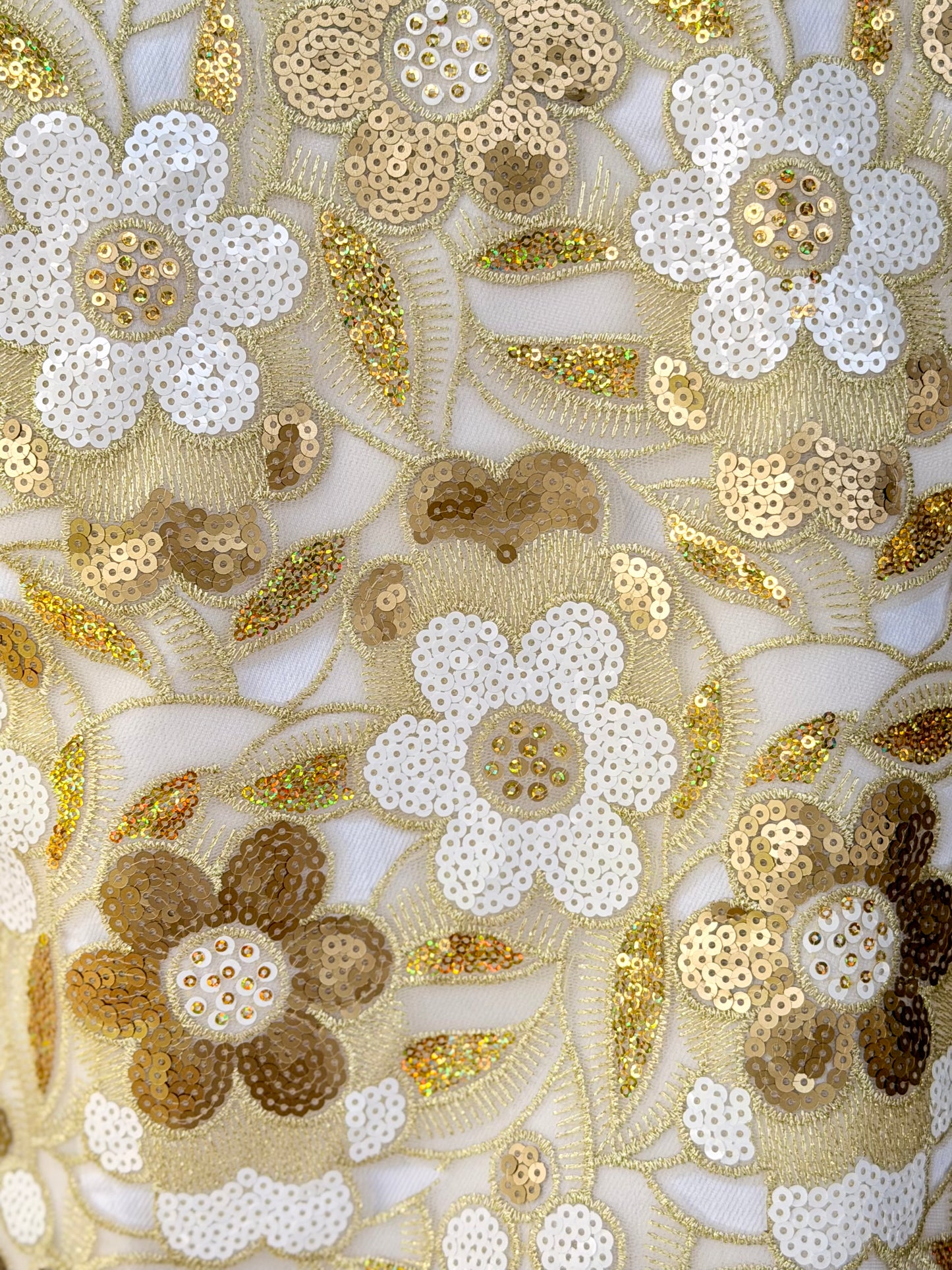 The White Denim Jacket / Gold Sequins - Stacy Bradley Design