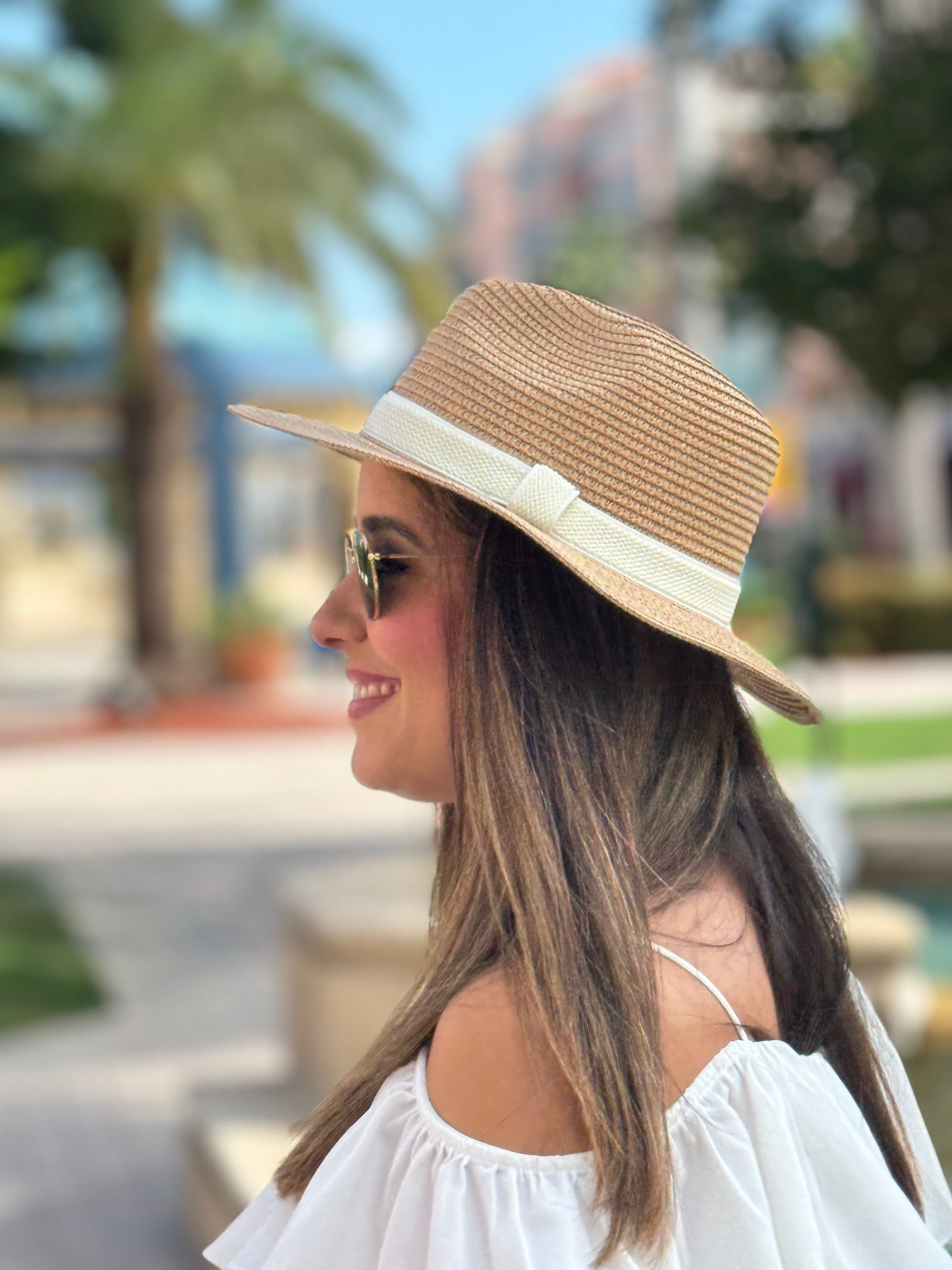 Hat / Cream White Band / Natural / Wholesale - Stacy Bradley Design