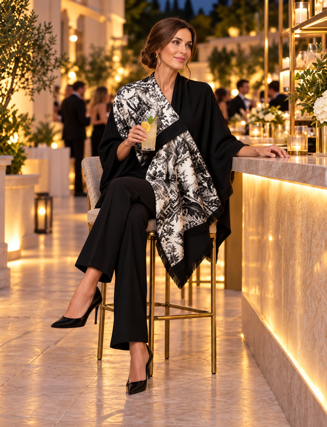 Pull Through Wrap / Black / Black Toile