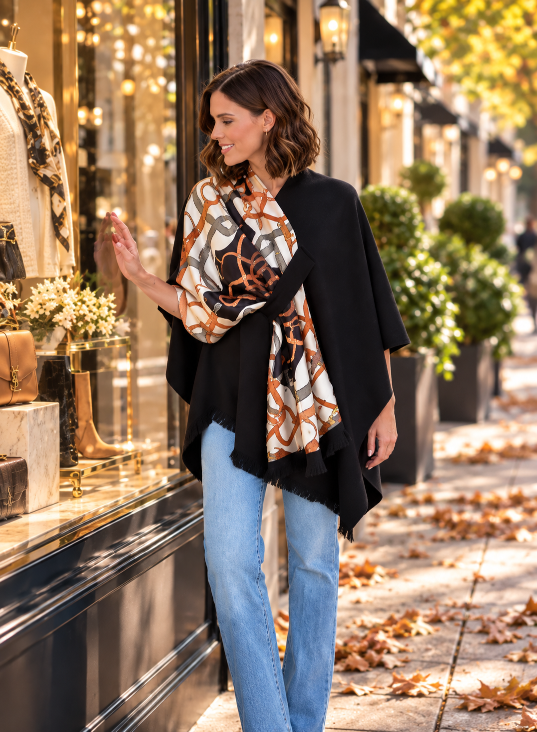 Pull Through Wrap / Black / Black Motif - Stacy Bradley Design