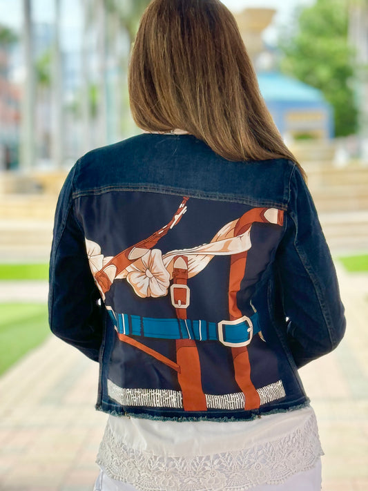 The Dark Denim Jacket / Navy Strap & Buckle - Stacy Bradley Design