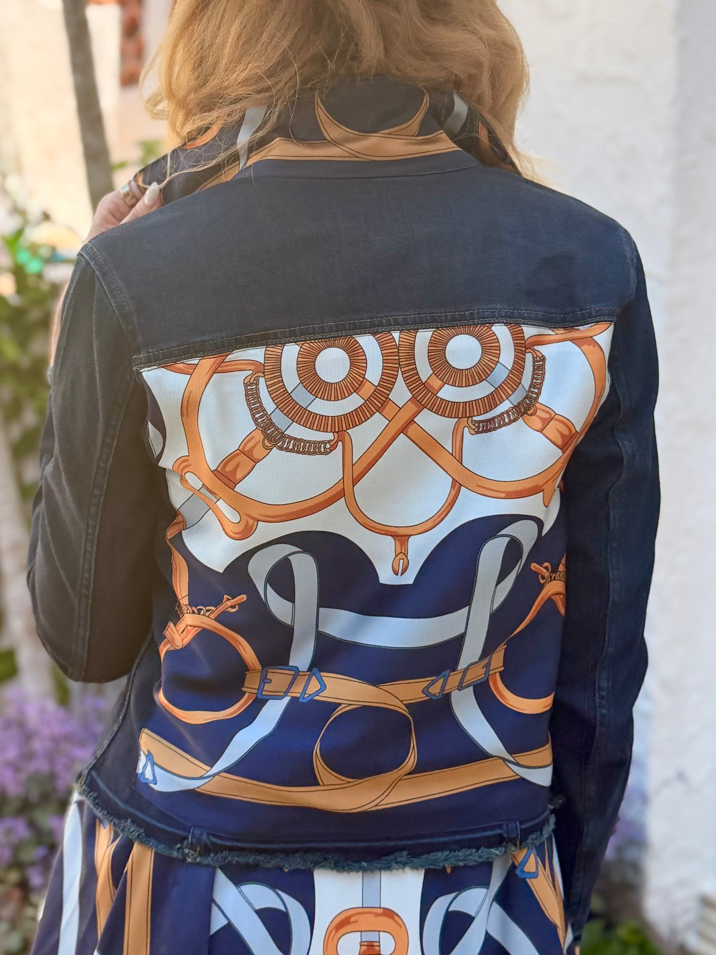 The Dark Denim Jacket / Blue Motif with Straps