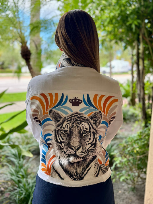 The White Denim Jacket /  White Tiger