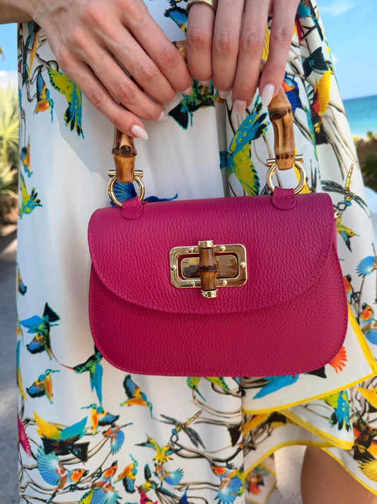 Purse / Como Crossbody Italian Leather / Fushia