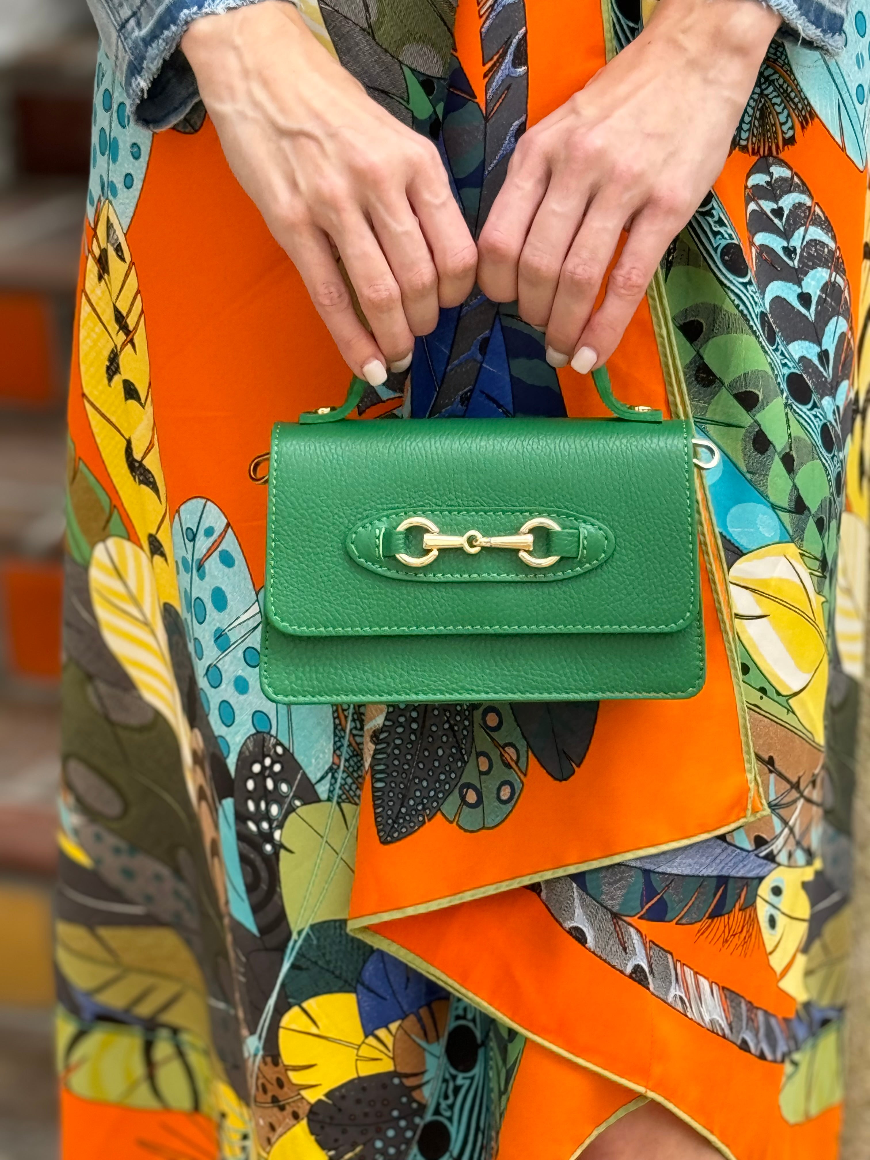 Handbag - Embossed Leather, Oval design, assorted colors