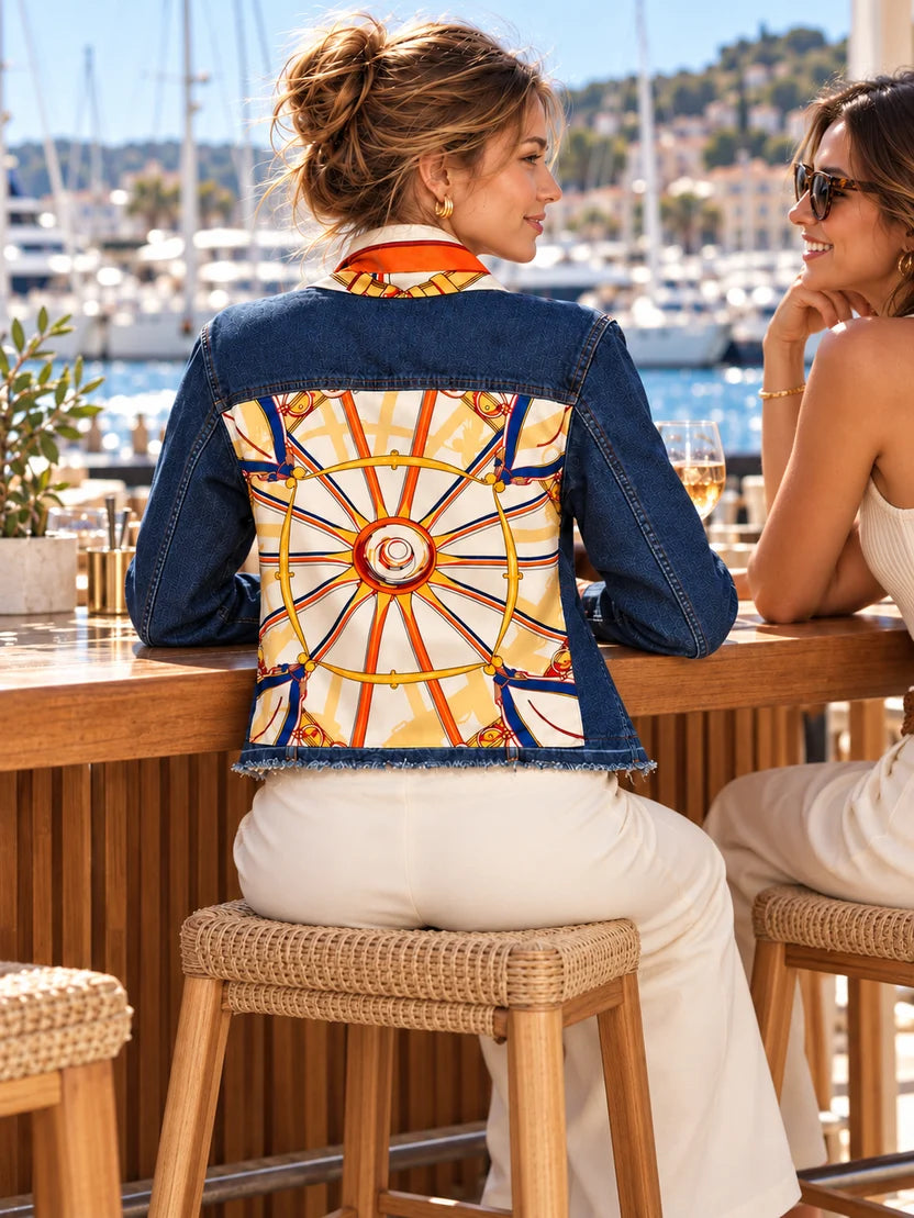 The Dark Denim Jacket / Orange Carriage - Stacy Bradley Design