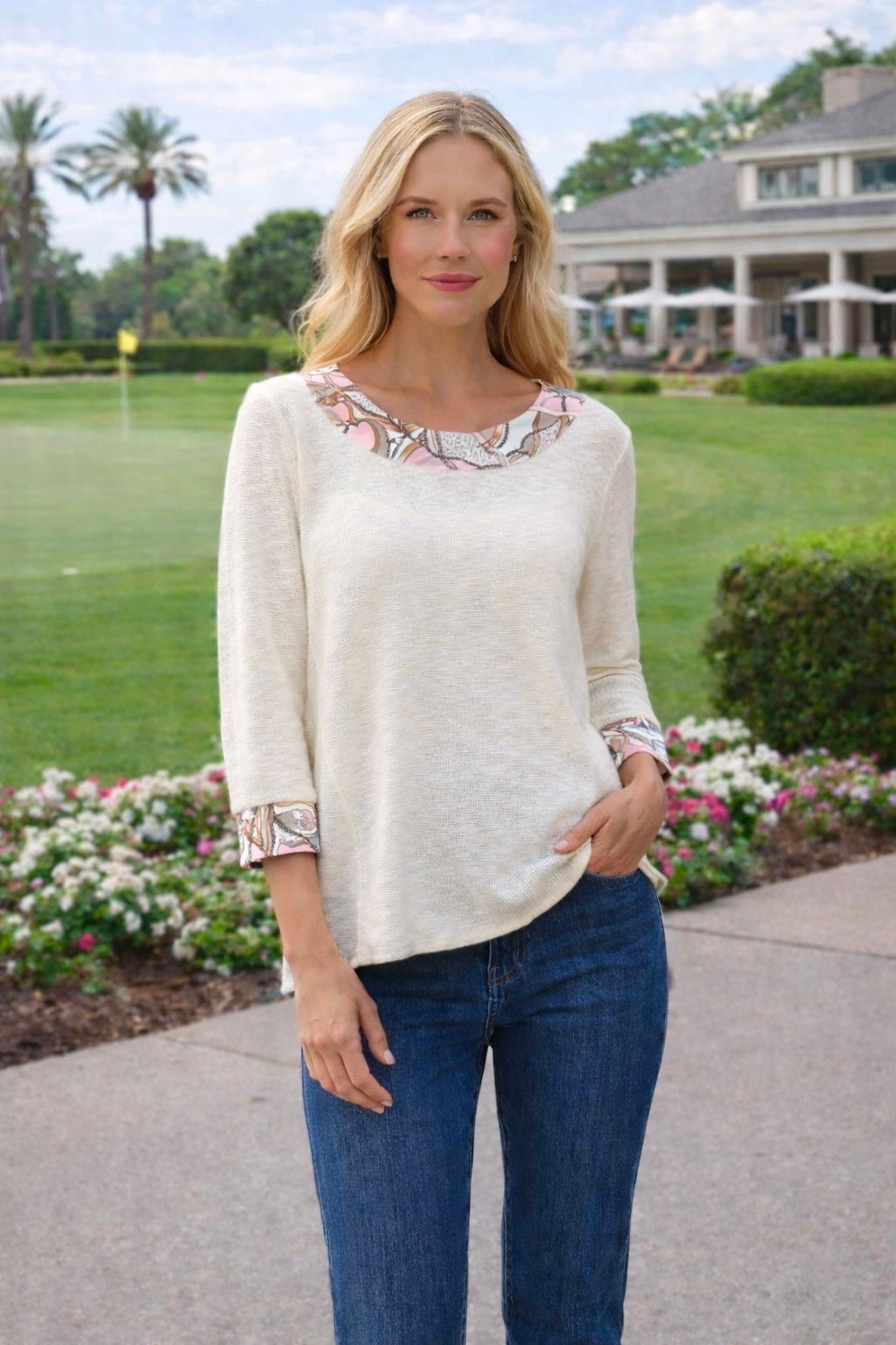 Sweater / Beige / Pink Makes Me Happy - Stacy Bradley Design