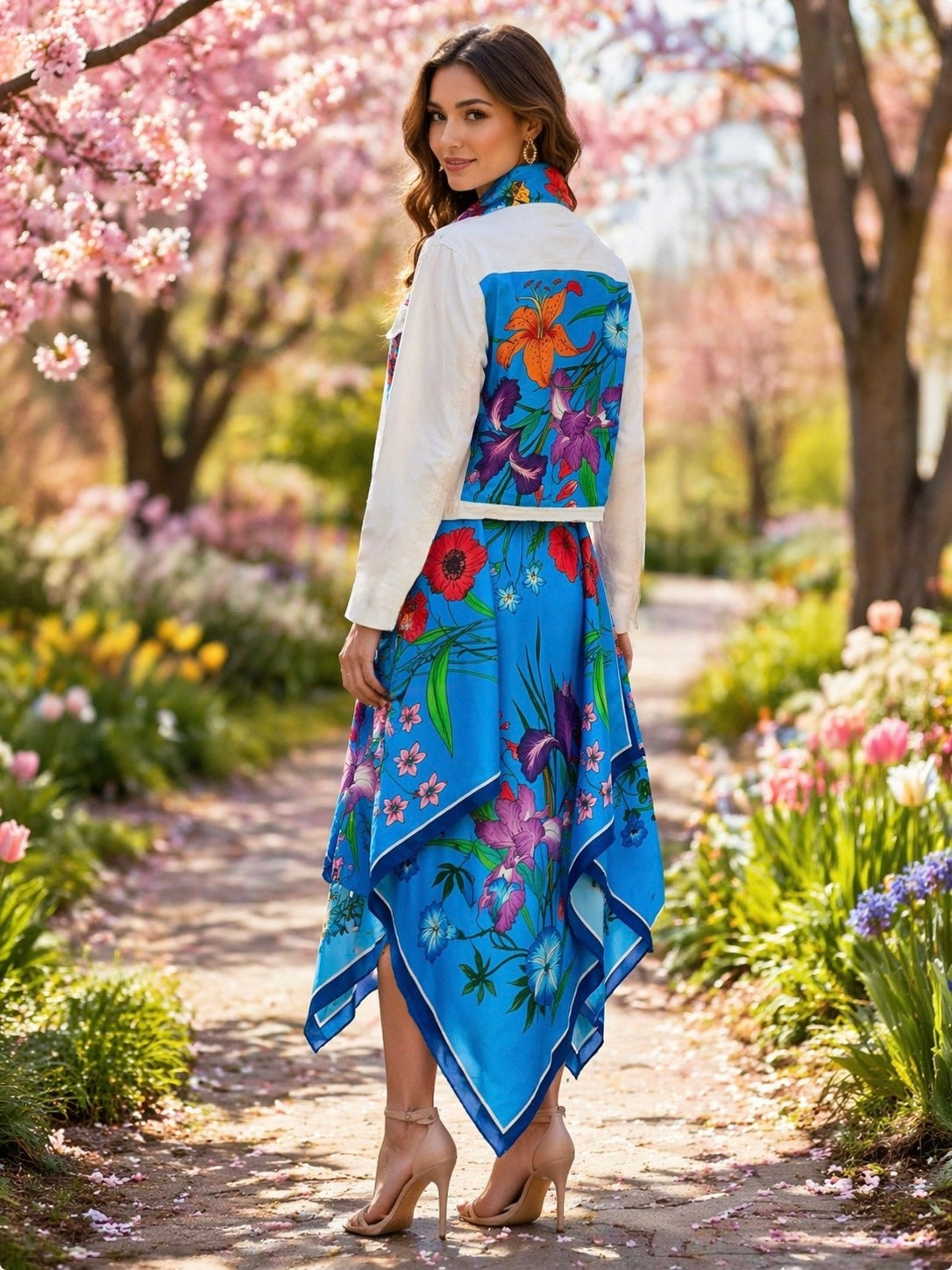 Silk Dress / Cobalt Botanical - Stacy Bradley Design