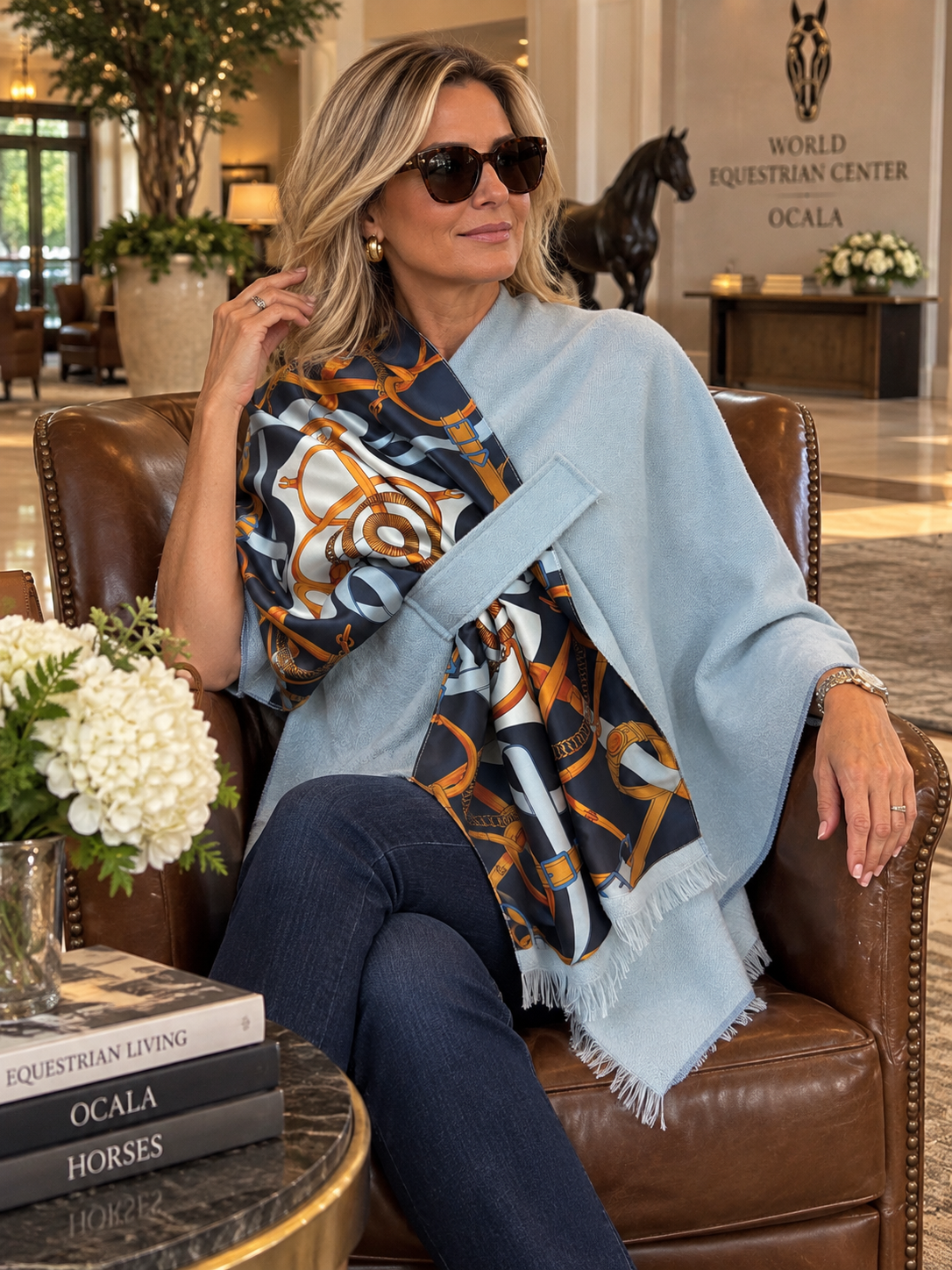 Pull Through Wrap / Light Blue / Blue Motif