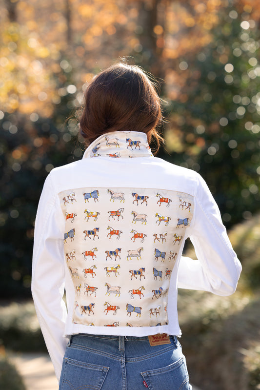 The White Denim Jacket / Equine Elegance  / Pearl White