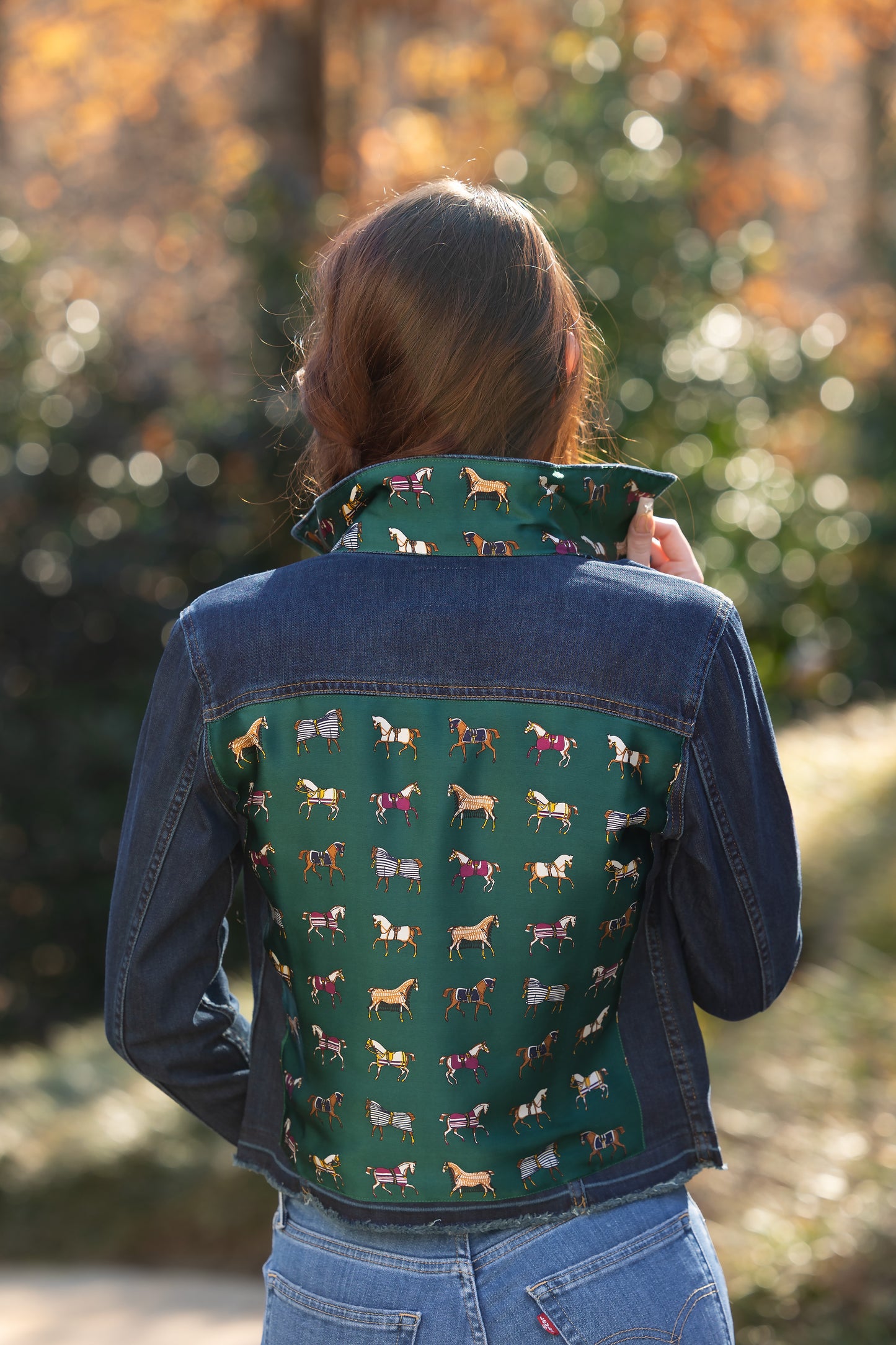 The Dark Denim Jacket / Equine Elegance  / Hunter Green