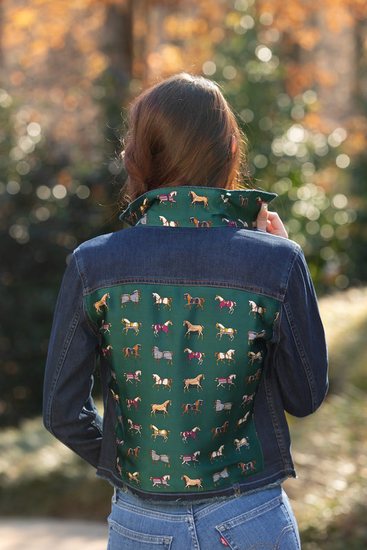 The Dark Denim Jacket / Equine Elegance  / Hunter Green