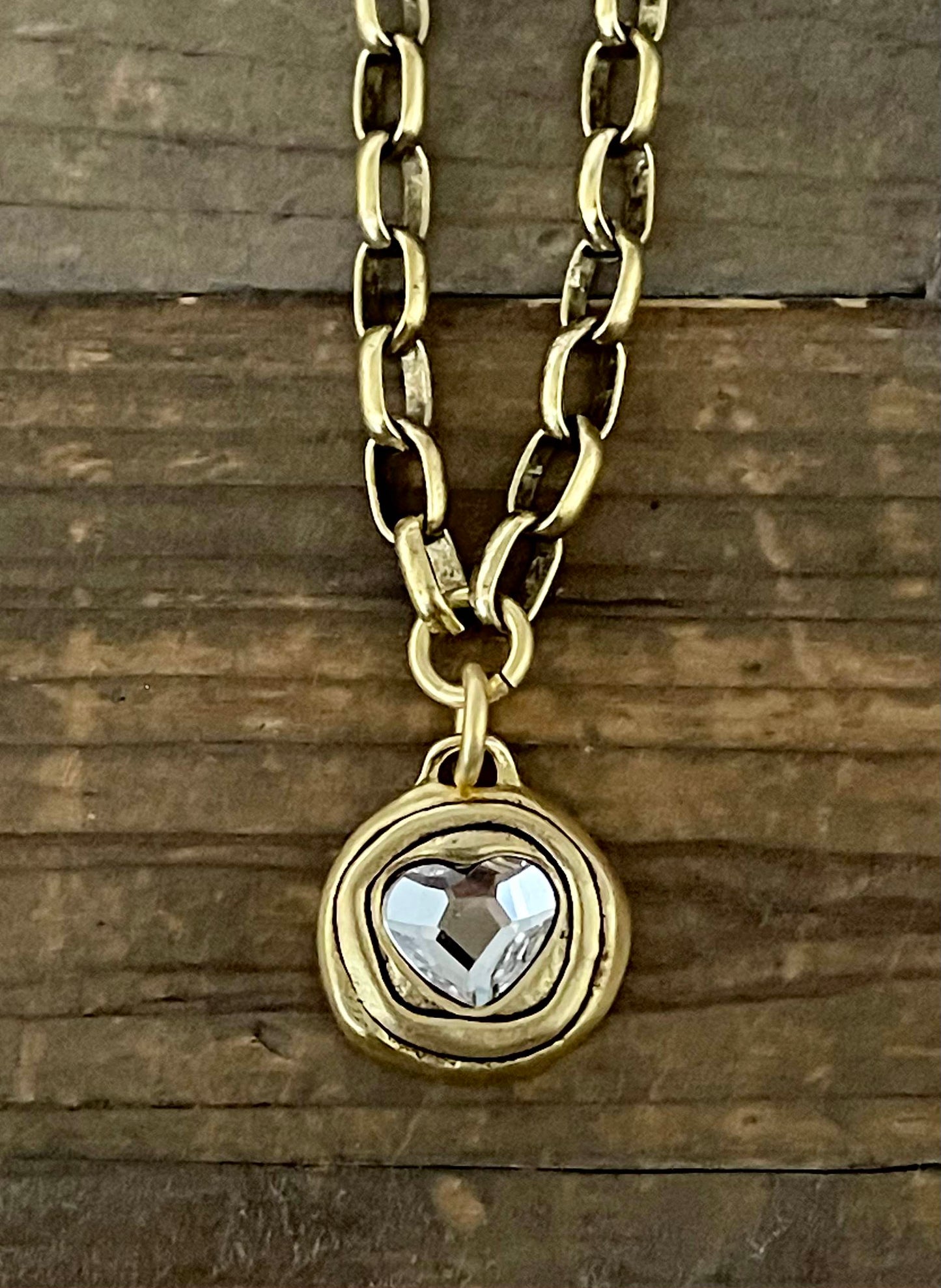 Gold Plated 18" Chain with Swarovski Crystal Heart Pendant - Stacy Bradley Design