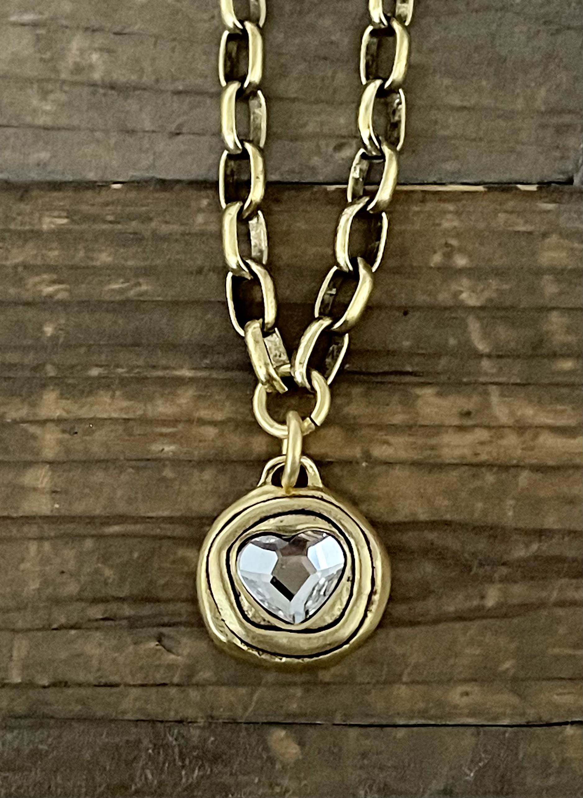 Gold Plated 18" Chain with Swarovski Crystal Heart Pendant - Stacy Bradley Design