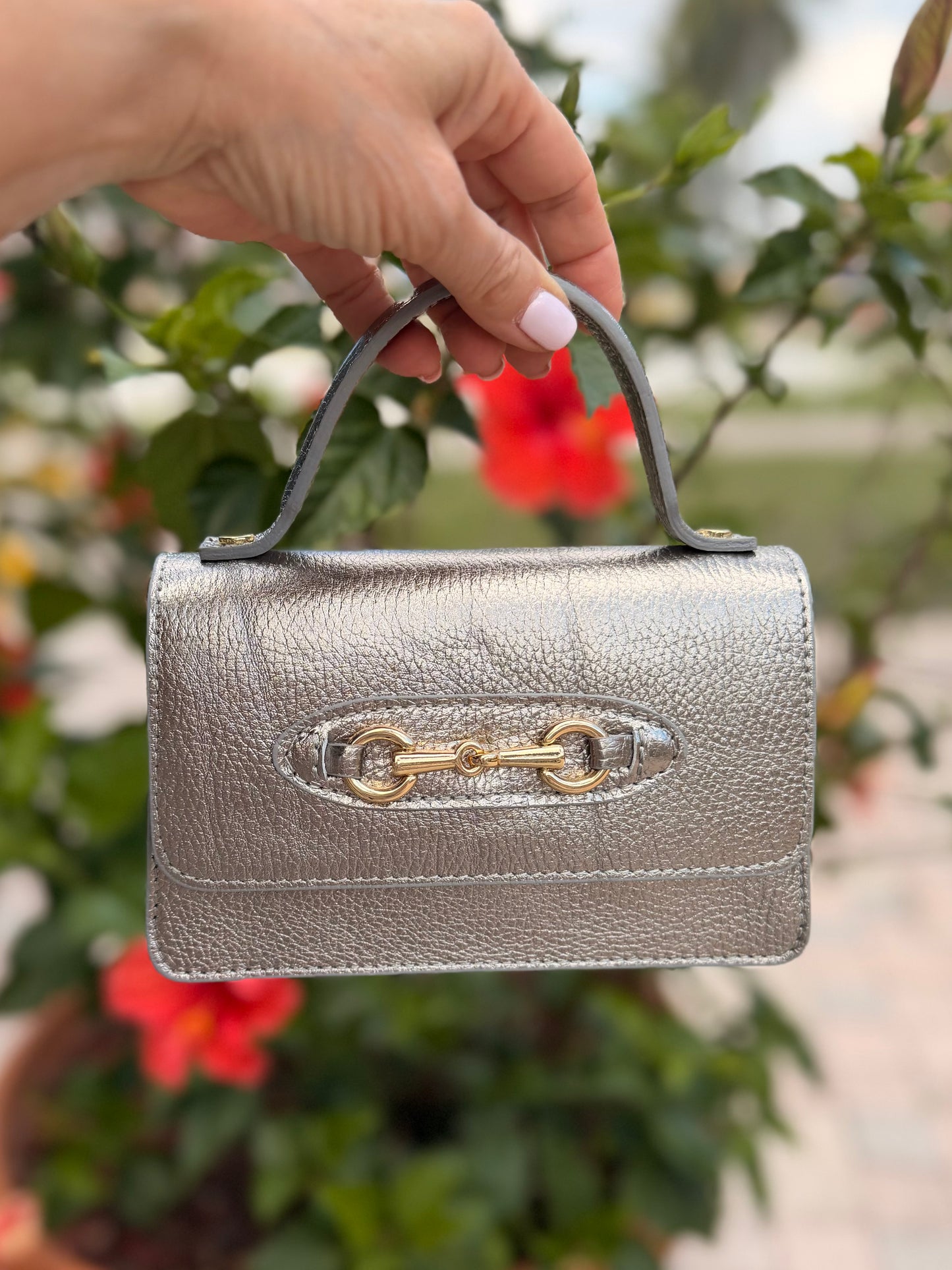Purse / Sorrento Italian Leather / Silver - Stacy Bradley Design