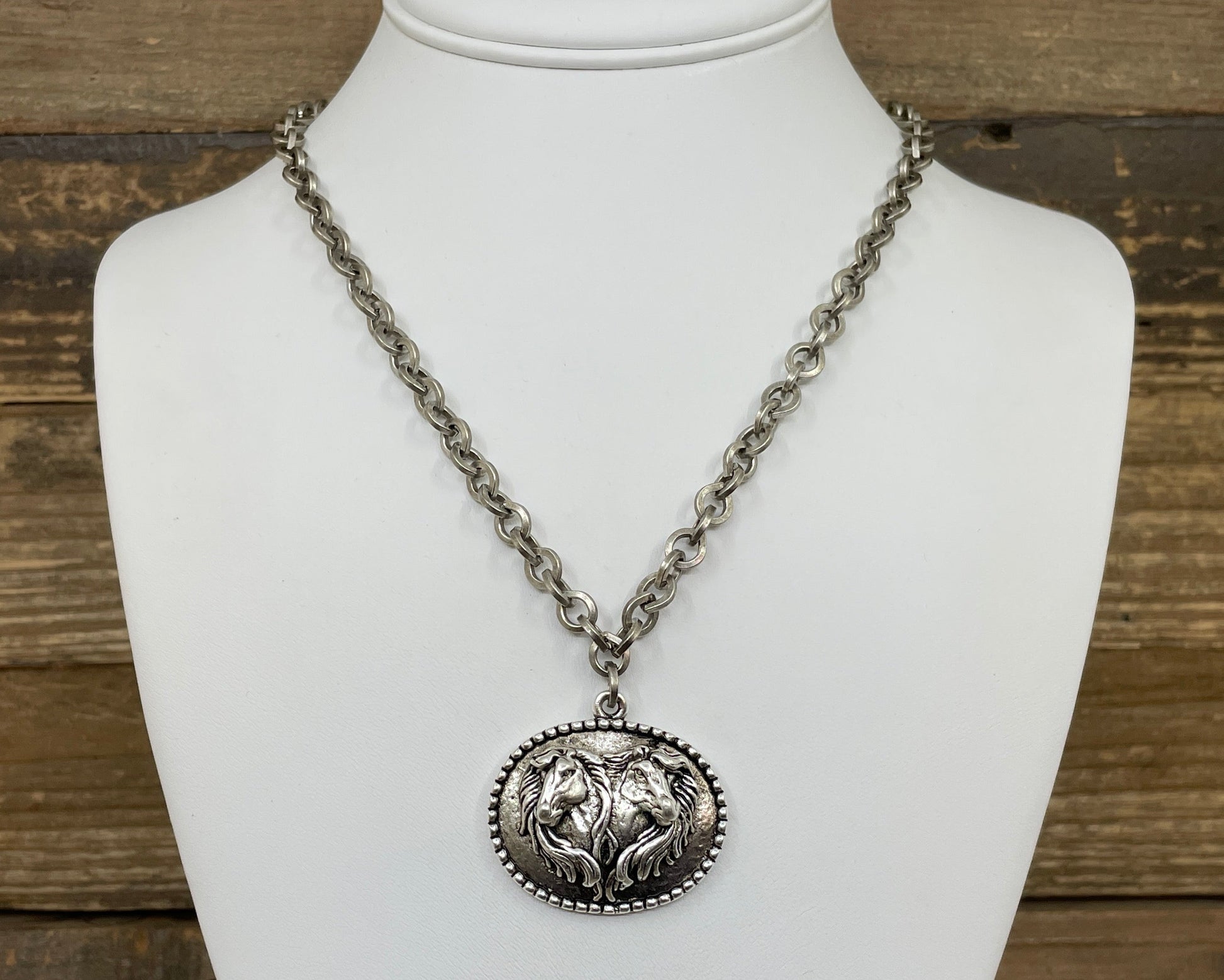 Sterling Plated 18" Chain with Vintage Horse Pendant - Stacy Bradley Design