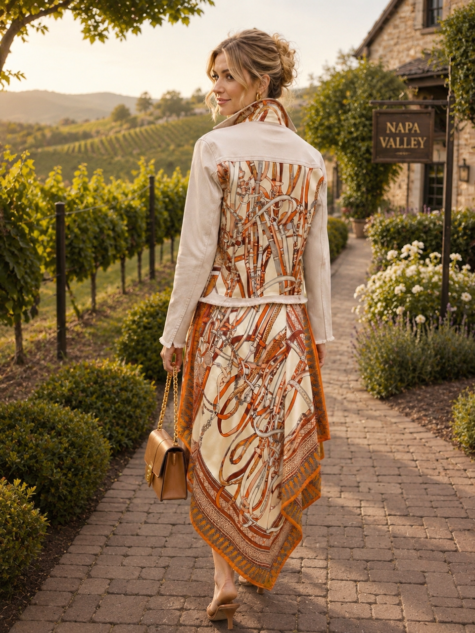 Silk Dress / Orange Buckle & Strap