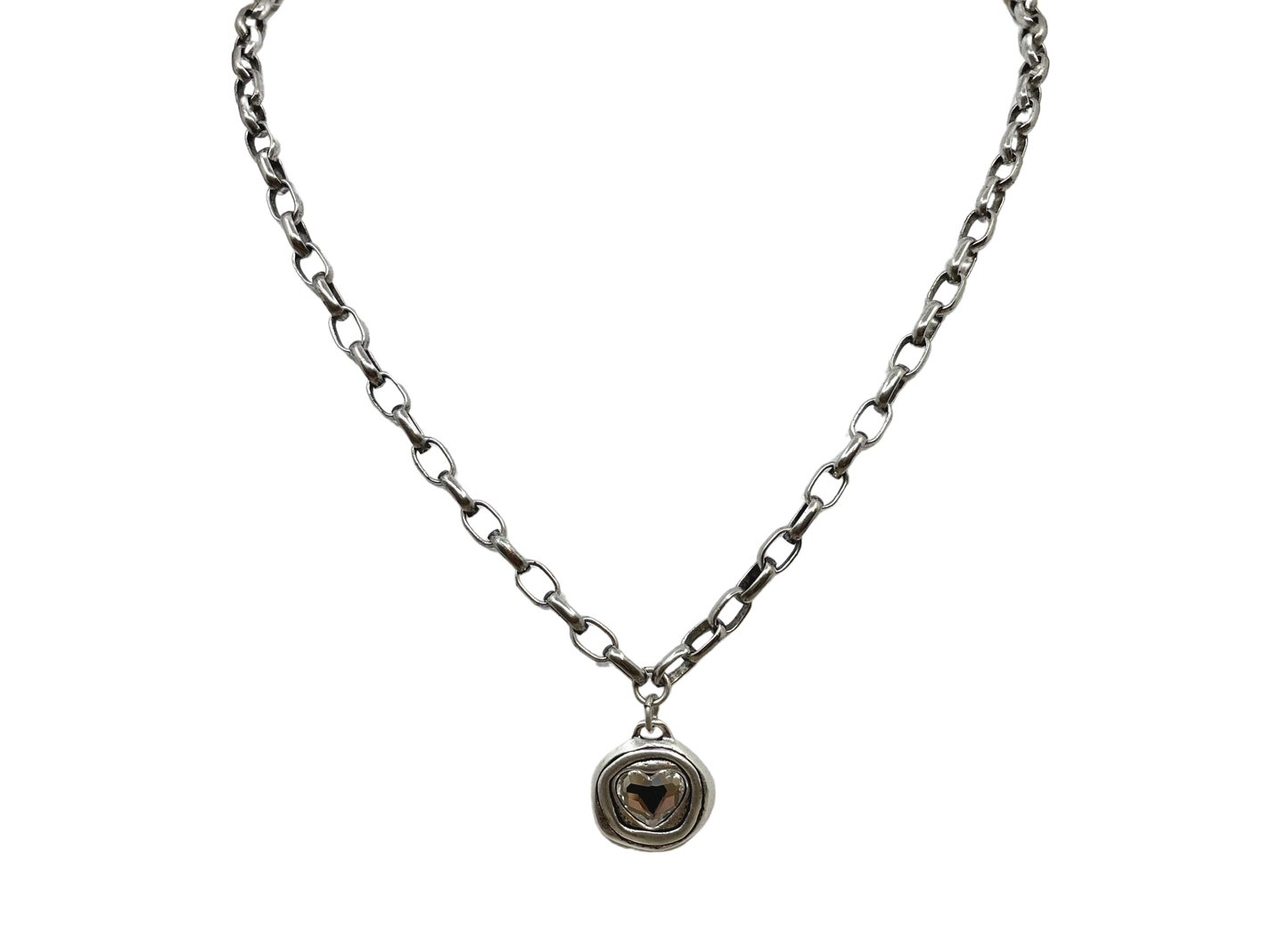 Sterling Plated 18" Chain with Swarovski Crystal Heart Pendant