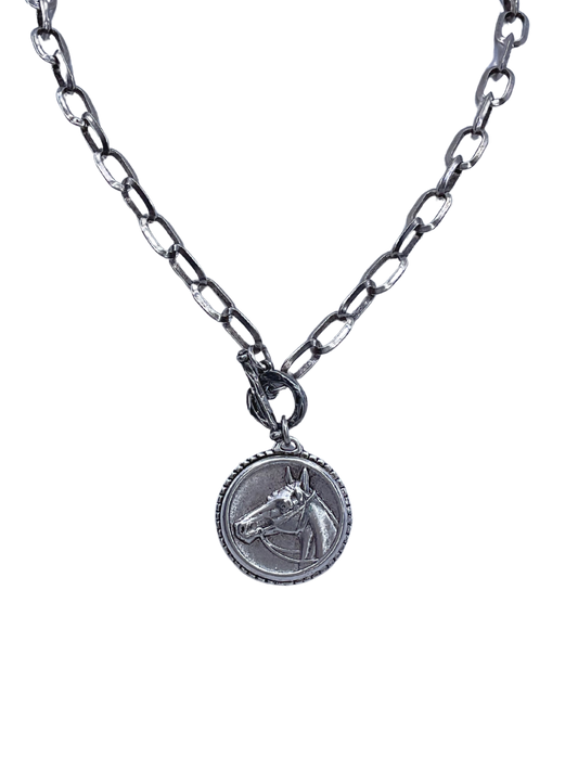 Vintage Reproduction Sterling Plated Horse Coin
