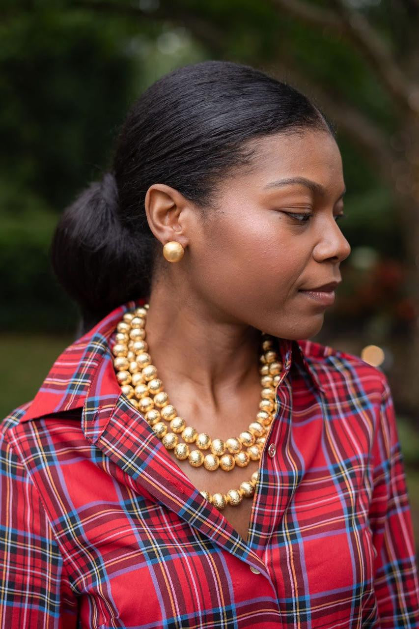 18mm Georgia Brushed Ball Studs - 18k Gold Plated - Stacy Bradley Design