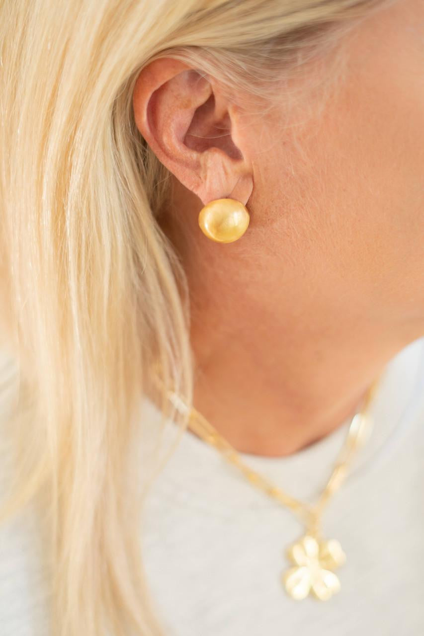 18mm Georgia Brushed Ball Studs - 18k Gold Plated - Stacy Bradley Design