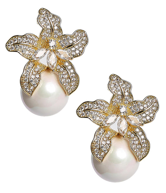 Beth - Rhinestone & Pearl Stud - Stacy Bradley Design